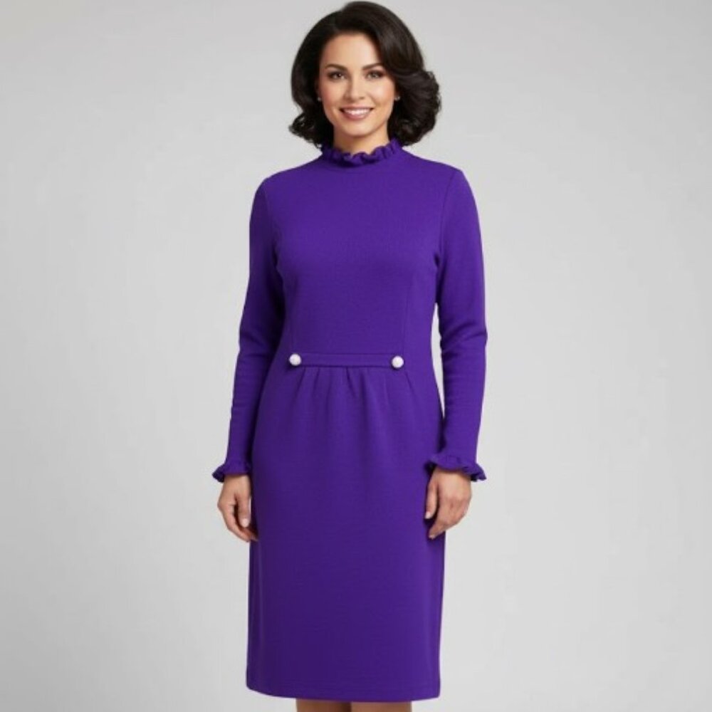 VINTAGE DON SAYRES PURPLE KNIT WOOL SWEATER DRESS SZ 12